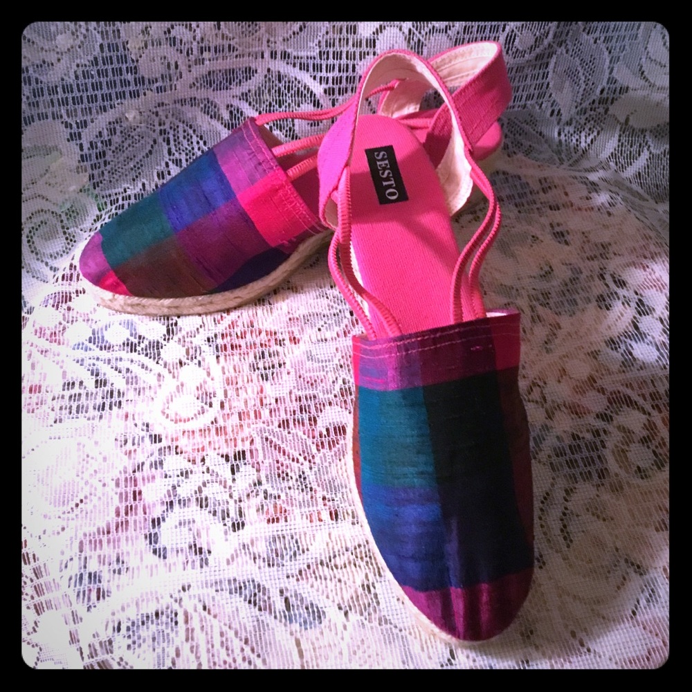 Colorful Sesto Meucci Espadrille Wedged Sandels